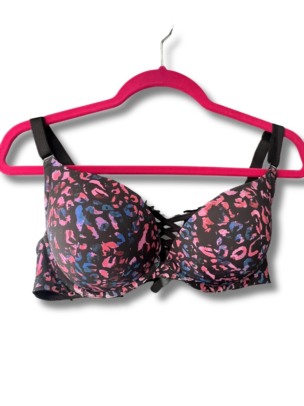 Torrid Curve Leopard Print Push-Up Plunge Bra with Criss-Cross Detail